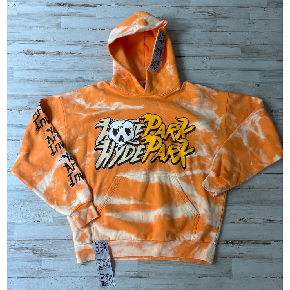 Hyde Park Orange Tie-Dye Hoodie with Graphic Print size Medium NWOT